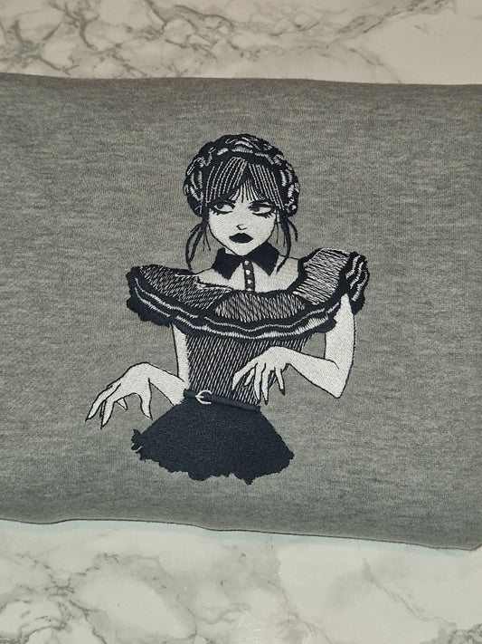 Wednesday Grey embroidered hoodie