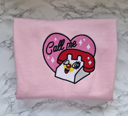 Call me embroidered sweatshirt